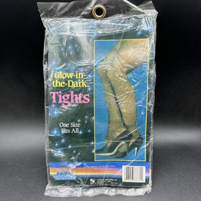 Vintage 80's Halloween Topstone Glow-In-The-Dark Spiderweb Tights One Size Fits